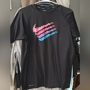 Nike Black Tee with Multicolor Pixel Logo